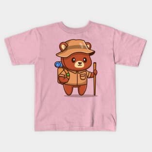 Cute Bear Hiking Kids T-Shirt